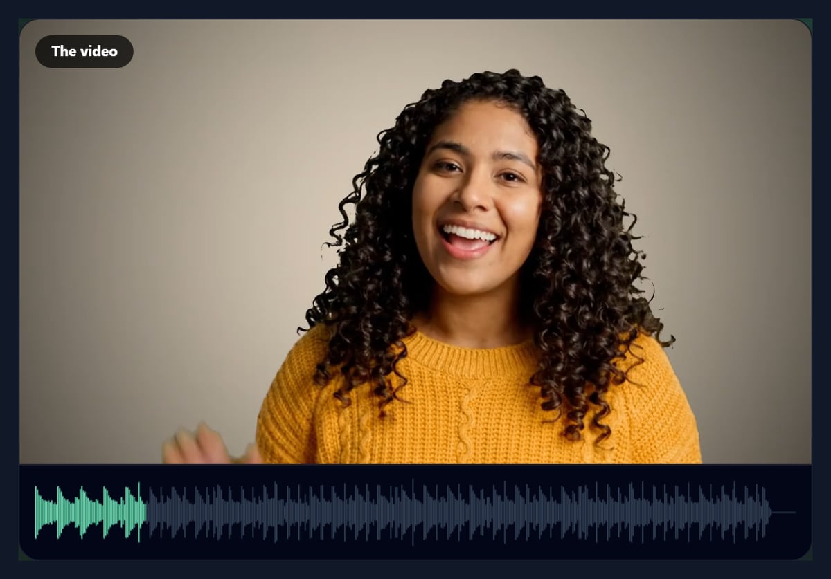 The add music to video tool with the sample video and the sample beat’s waveform, the part that plays highlighted