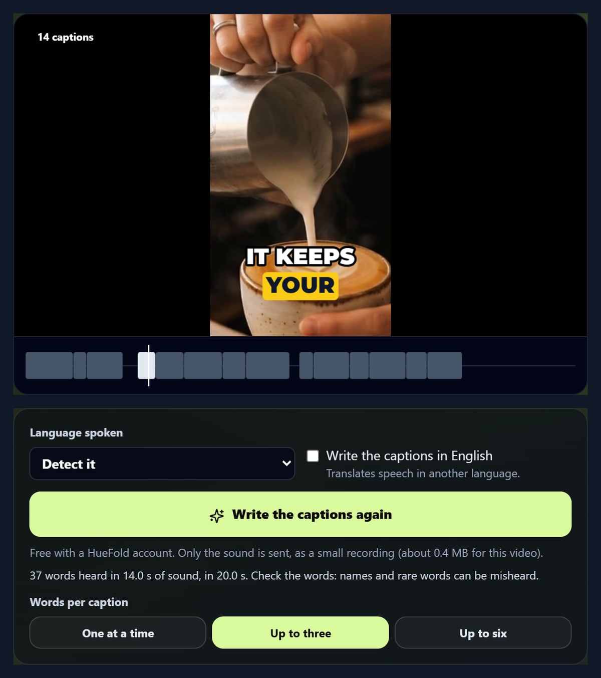 A vertical video auto captioned with word-box captions