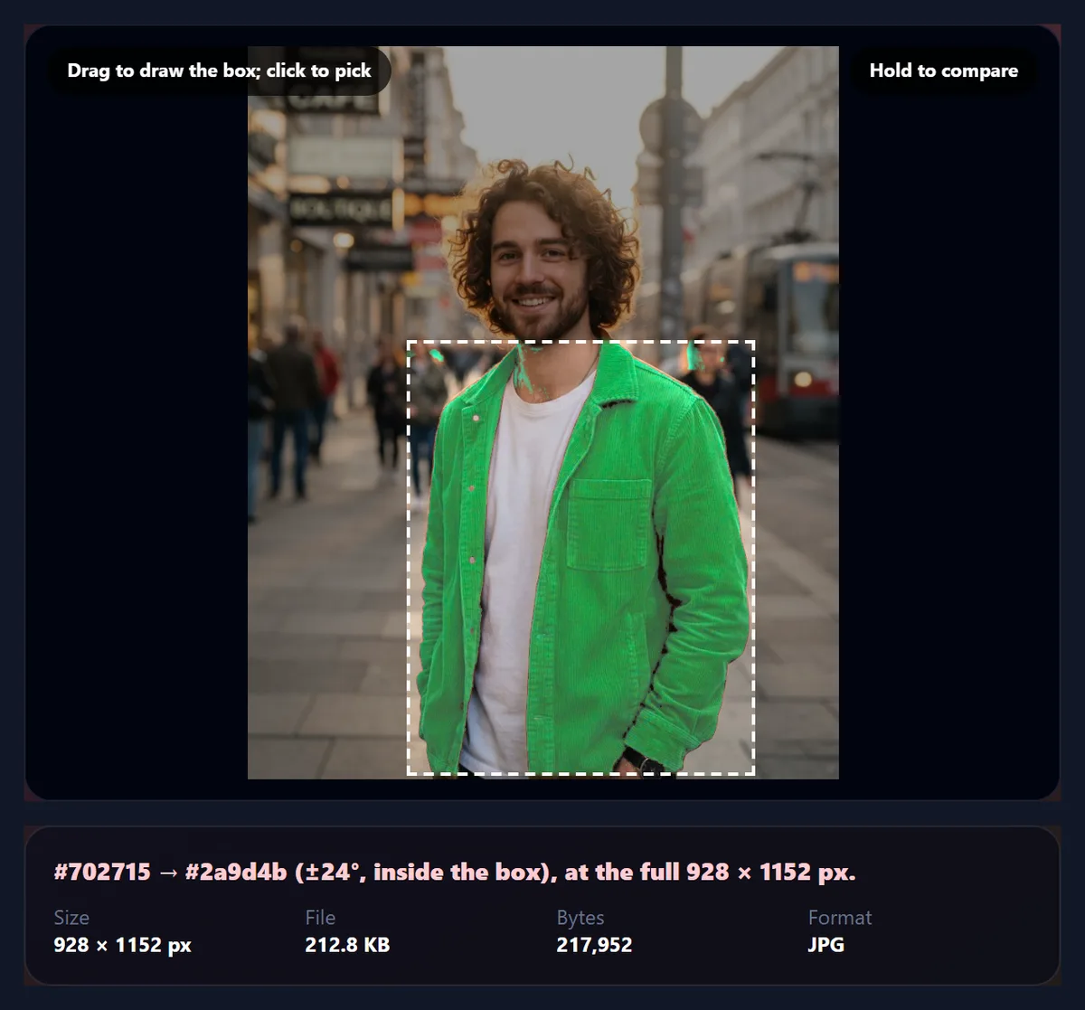 The jacket recoloured green