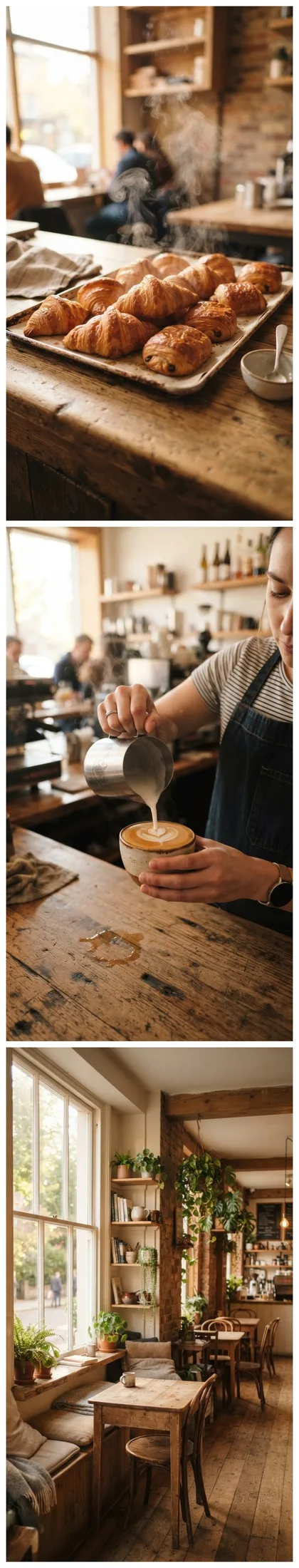 The three café photos stacked in one tall image
