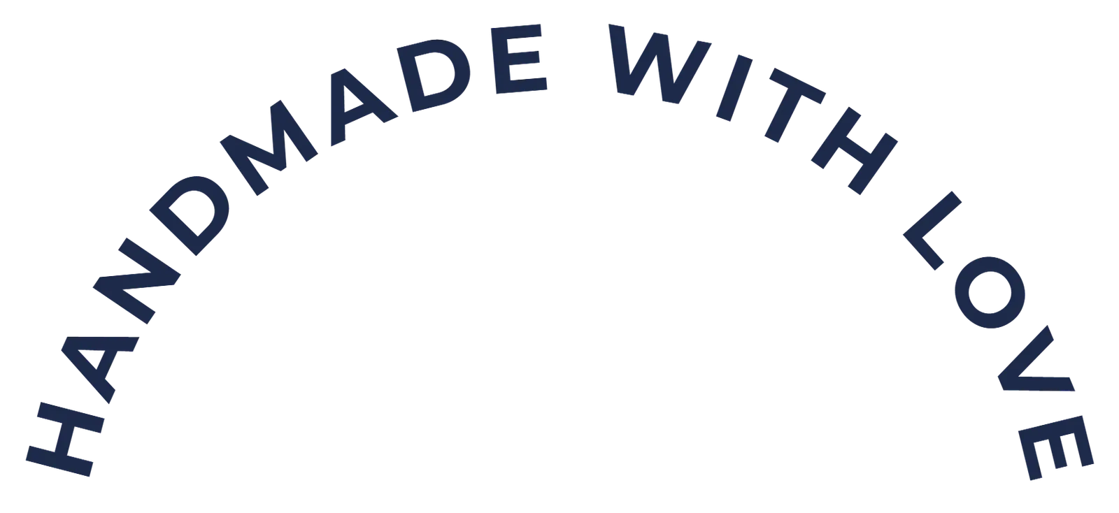 HANDMADE WITH LOVE in a navy arch