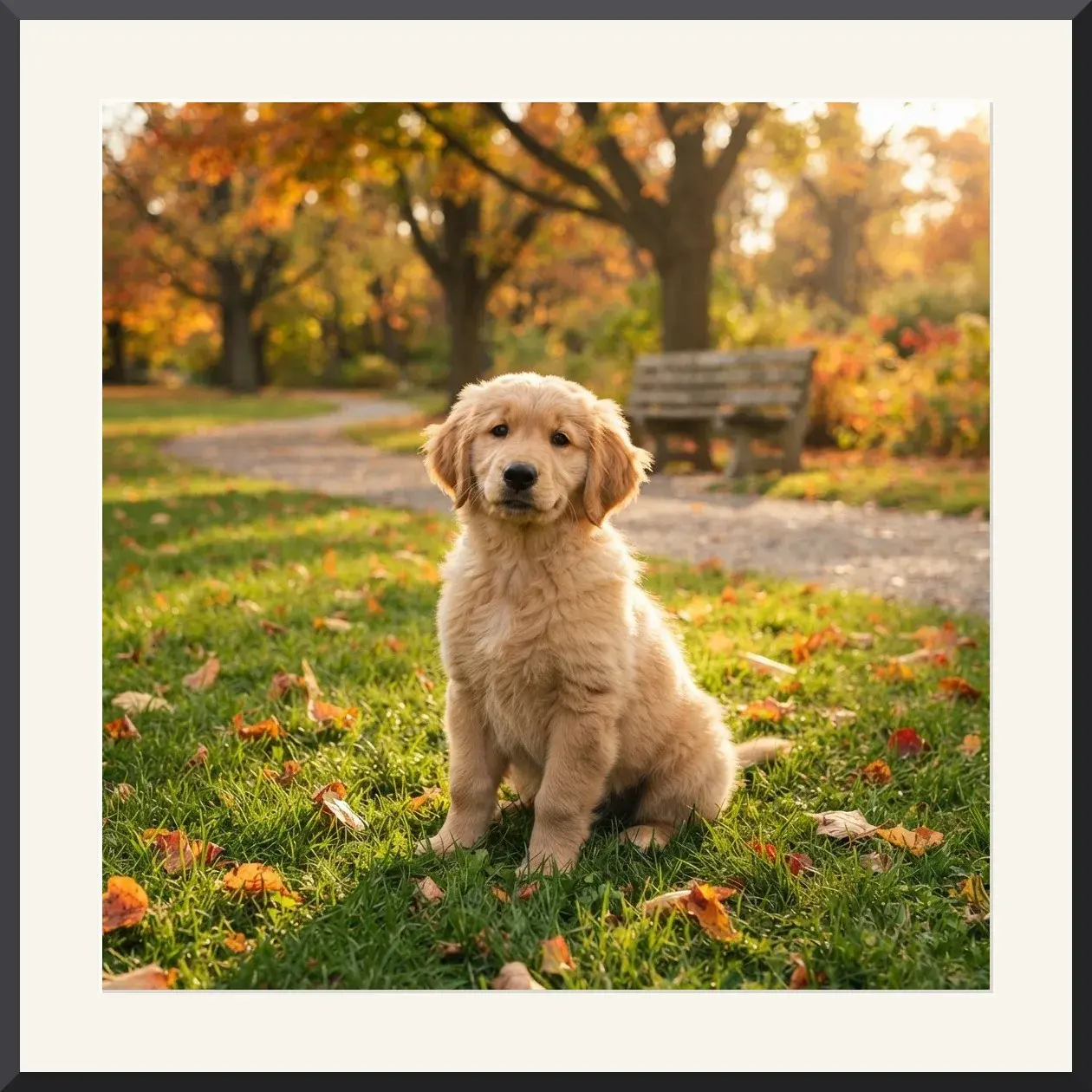 The downloaded puppy photo in a gallery mat