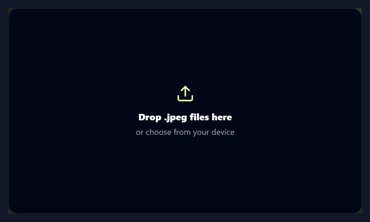 The JPEG to JPG tool ready for files