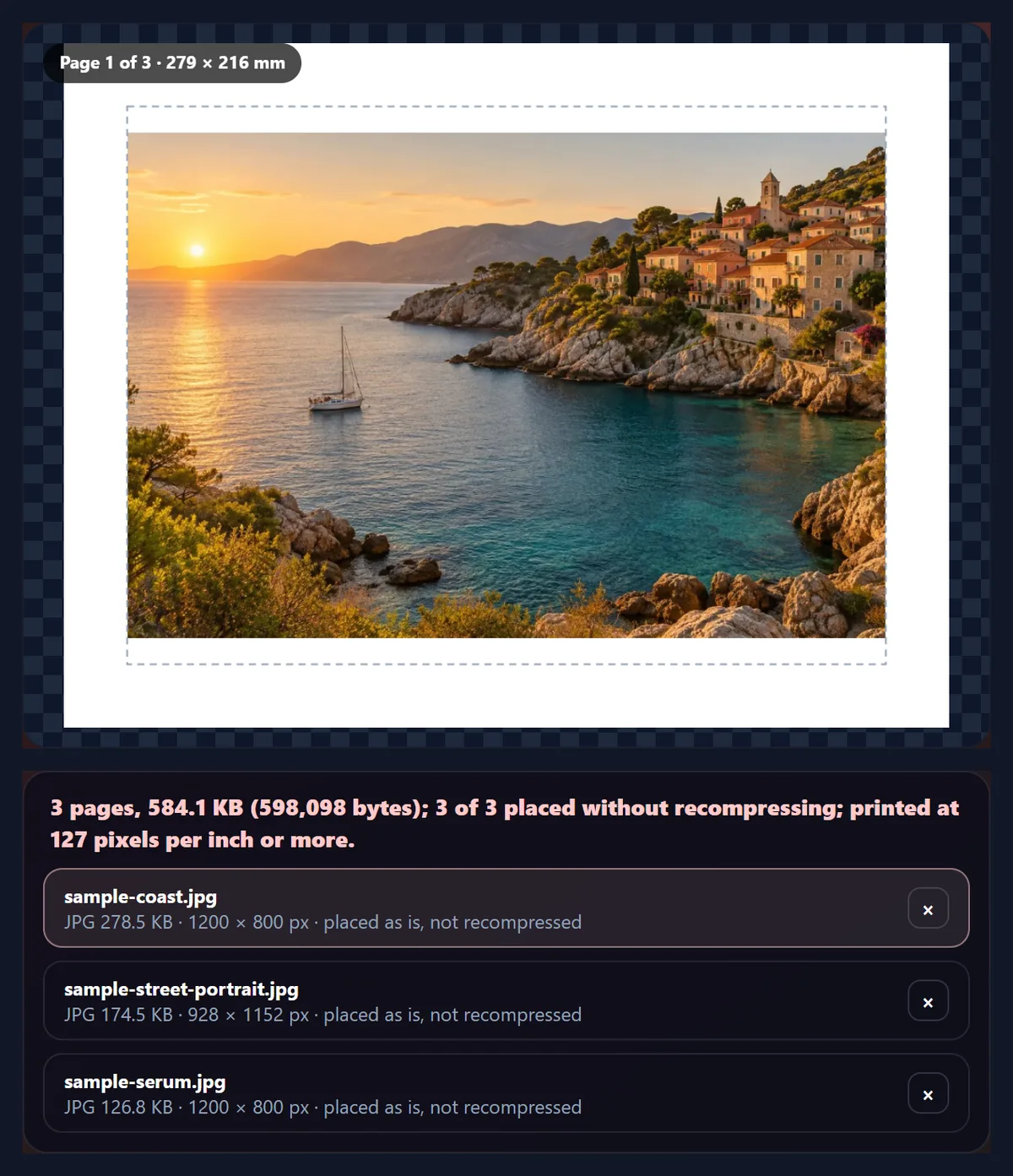 The PDF tool with US Letter pages and 20 mm margins