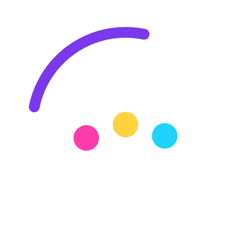 One frame of the loader animation, three dots and an arc, on a transparent background