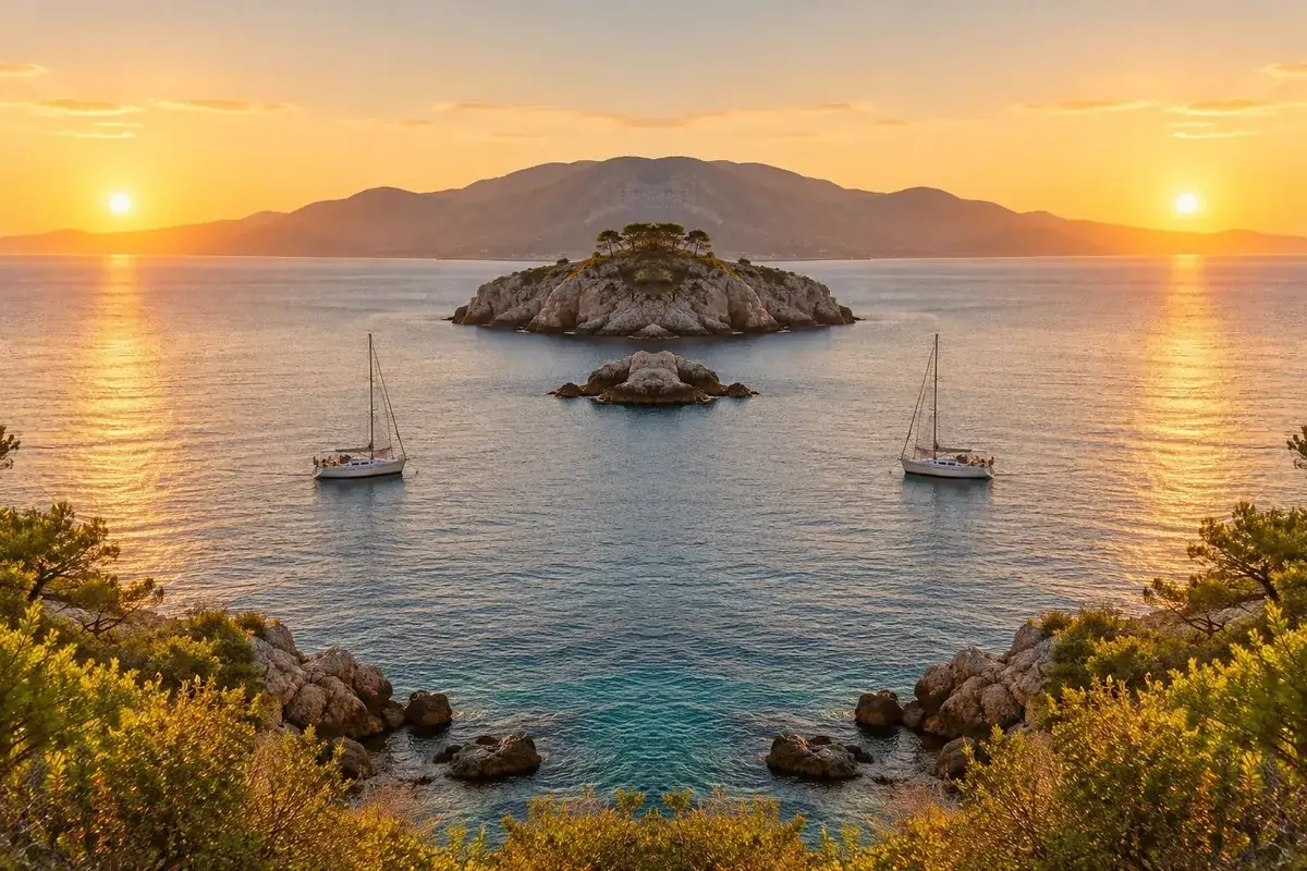 The symmetric coastal photo as downloaded