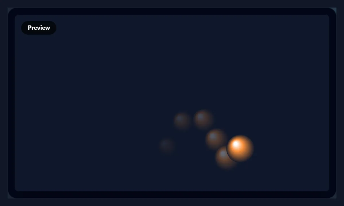 An orange ball bouncing, with five fainter copies trailing behind it along its path