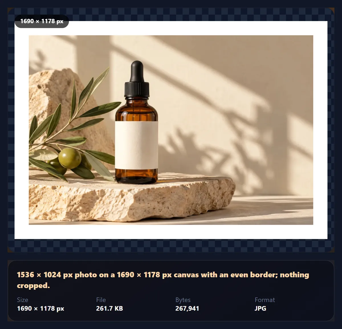 A product photo with an even white border all round