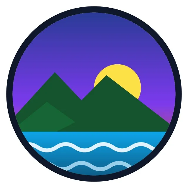 A round mountain and sea logo saved as JPG on a white background