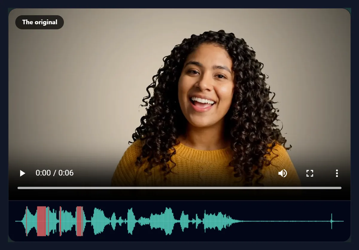 The remove audio tool at 200% volume, with the loudest peaks of the waveform drawn in red