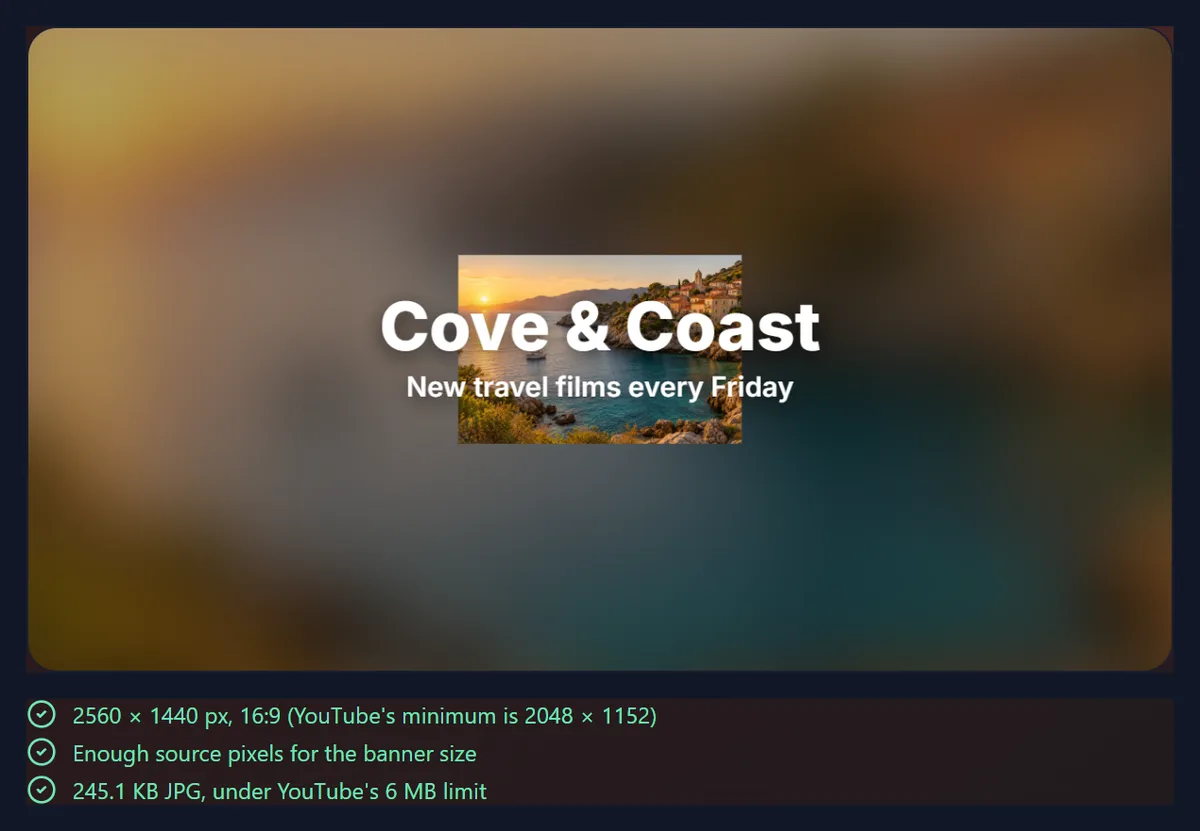 The banner tool with the dimming switched off, showing the whole picture as a TV would
