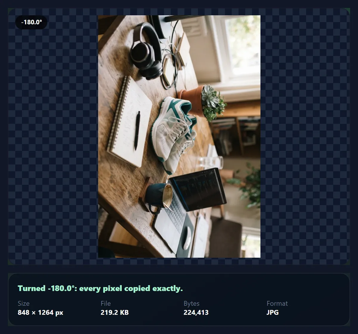 The product photo turned 180 degrees
