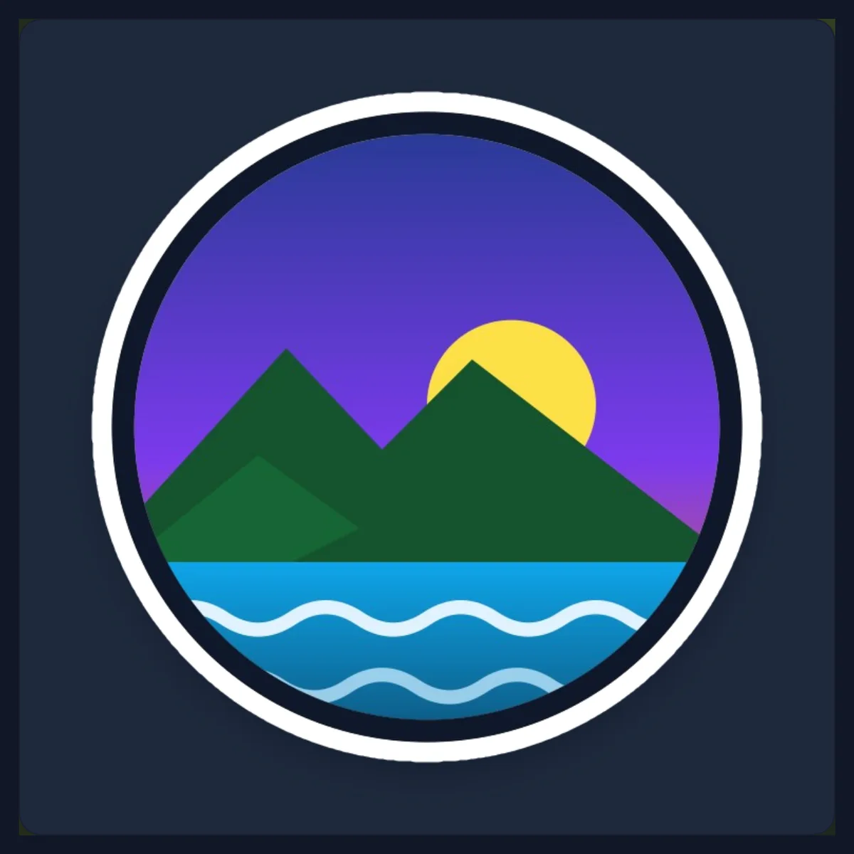 The logo sticker with a strong shadow, previewed on a dark background