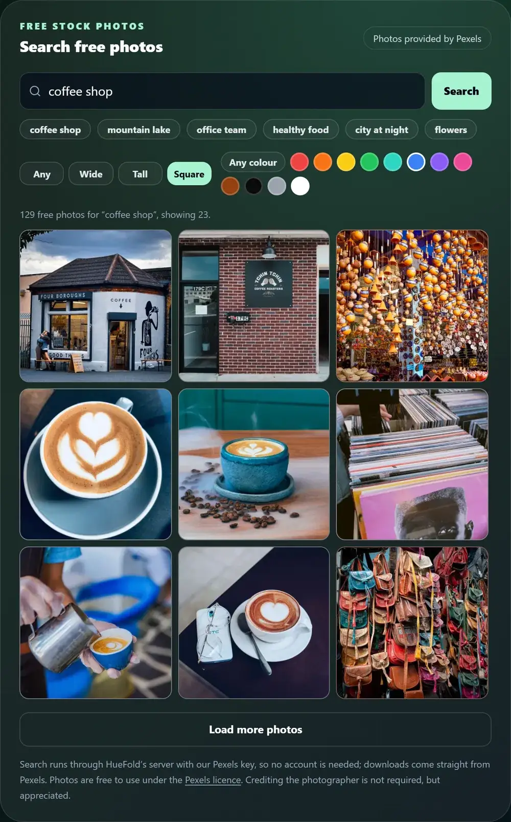 The stock photo search showing square coffee shop photos