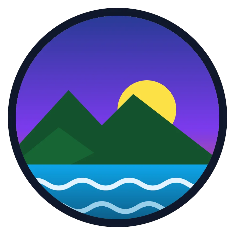 A round mountain and sea logo saved as a transparent PNG at 960 pixels