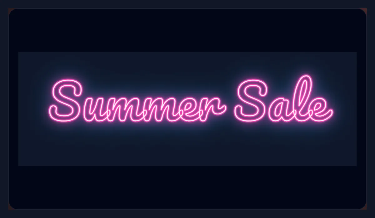 Summer Sale in pink neon script on a dark background in the text effects tool