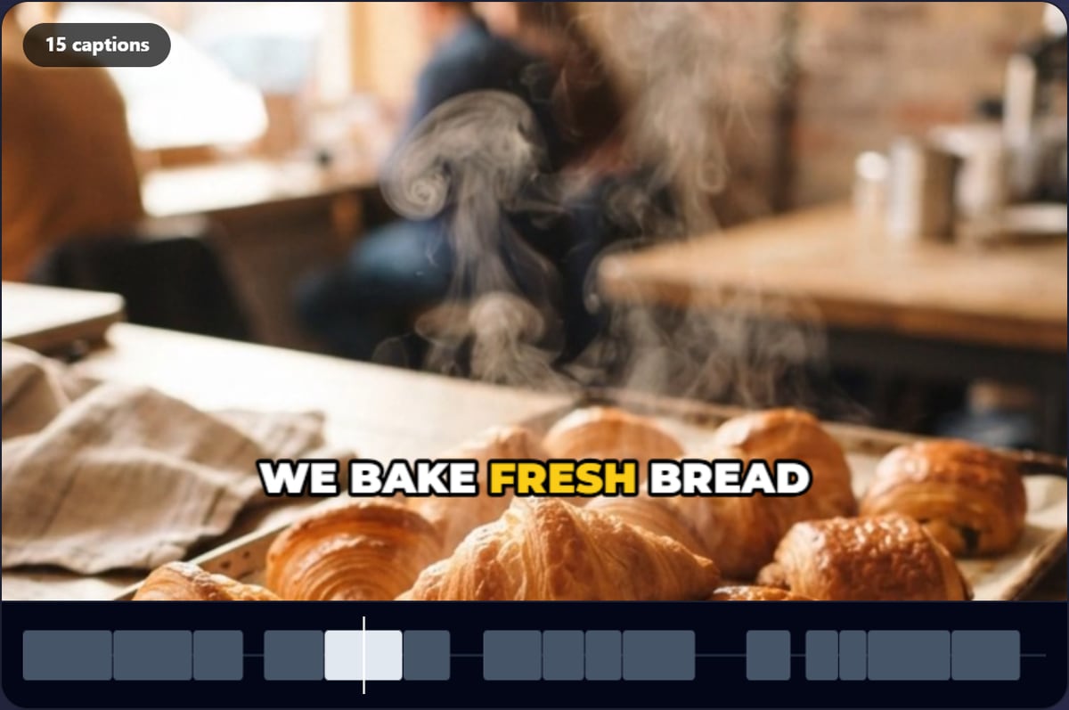The Spanish sample with its English caption “we bake fresh bread”, translated by this tool