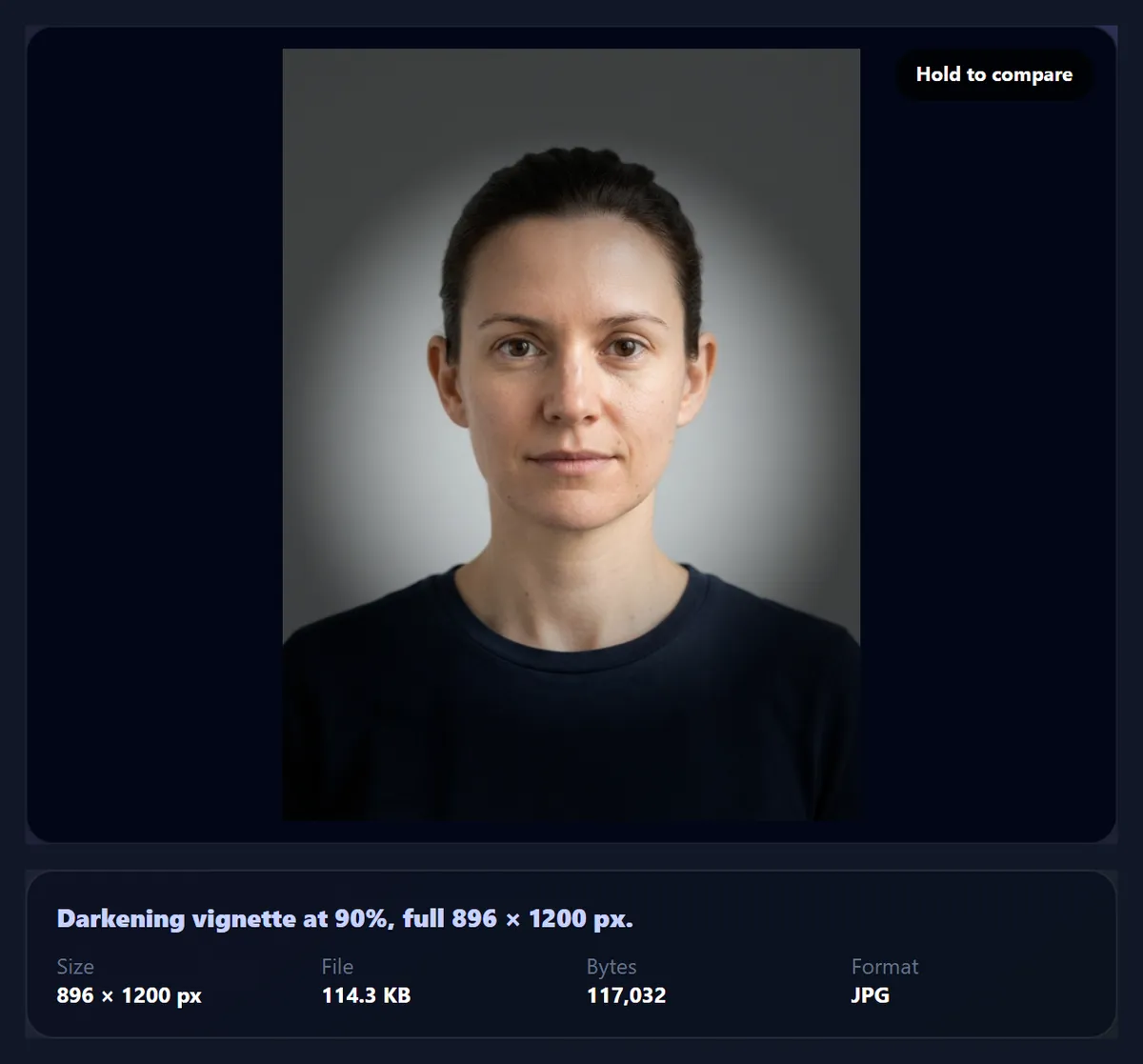 A portrait with a strong, round dark vignette
