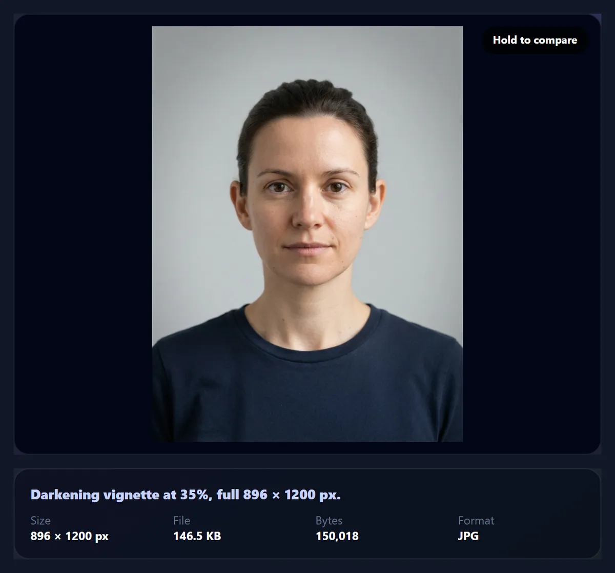 The portrait with a subtle vignette